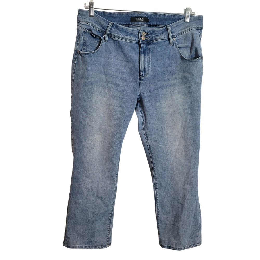Hudson Los Angeles Women 16 Medium Wash Flap Pocket Cropped Capri Jeans Denim